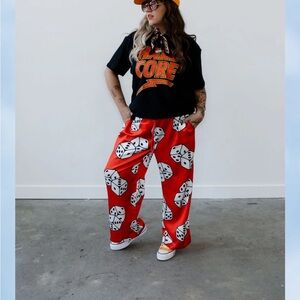 NWT Emy Ave Red Dice Print Women's Pants | 2X/3X
